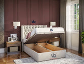 Olender Winged Storage Ottoman Divan Bed With Luxury Headboard Vizbeds